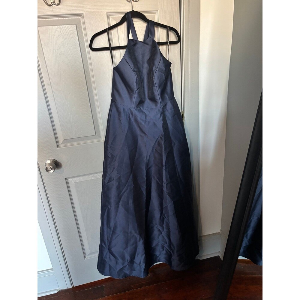 Women's Navy Blue Halter Neck Maxi Dress - Picture 6 of 10